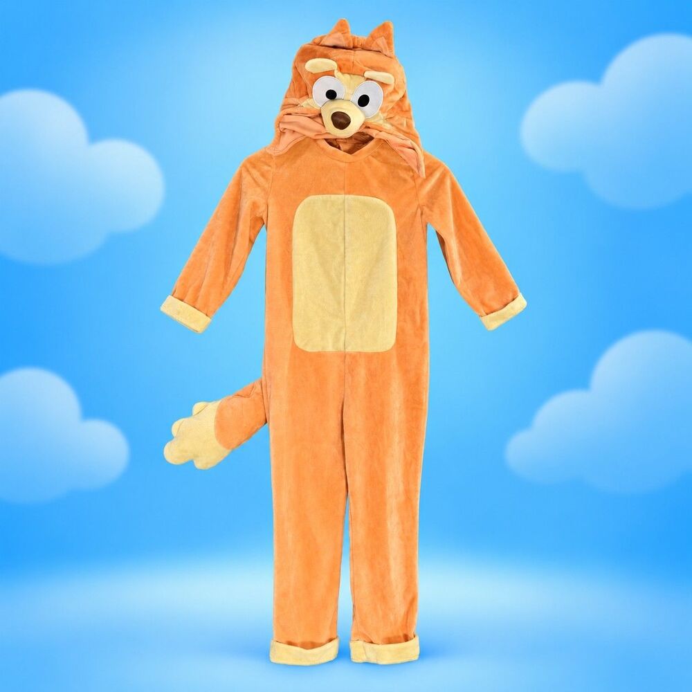 Bluey Bingo Kids 5 6T Plush Hooded Jumpsuit Halloween Costume Dog Nick Jr. C104